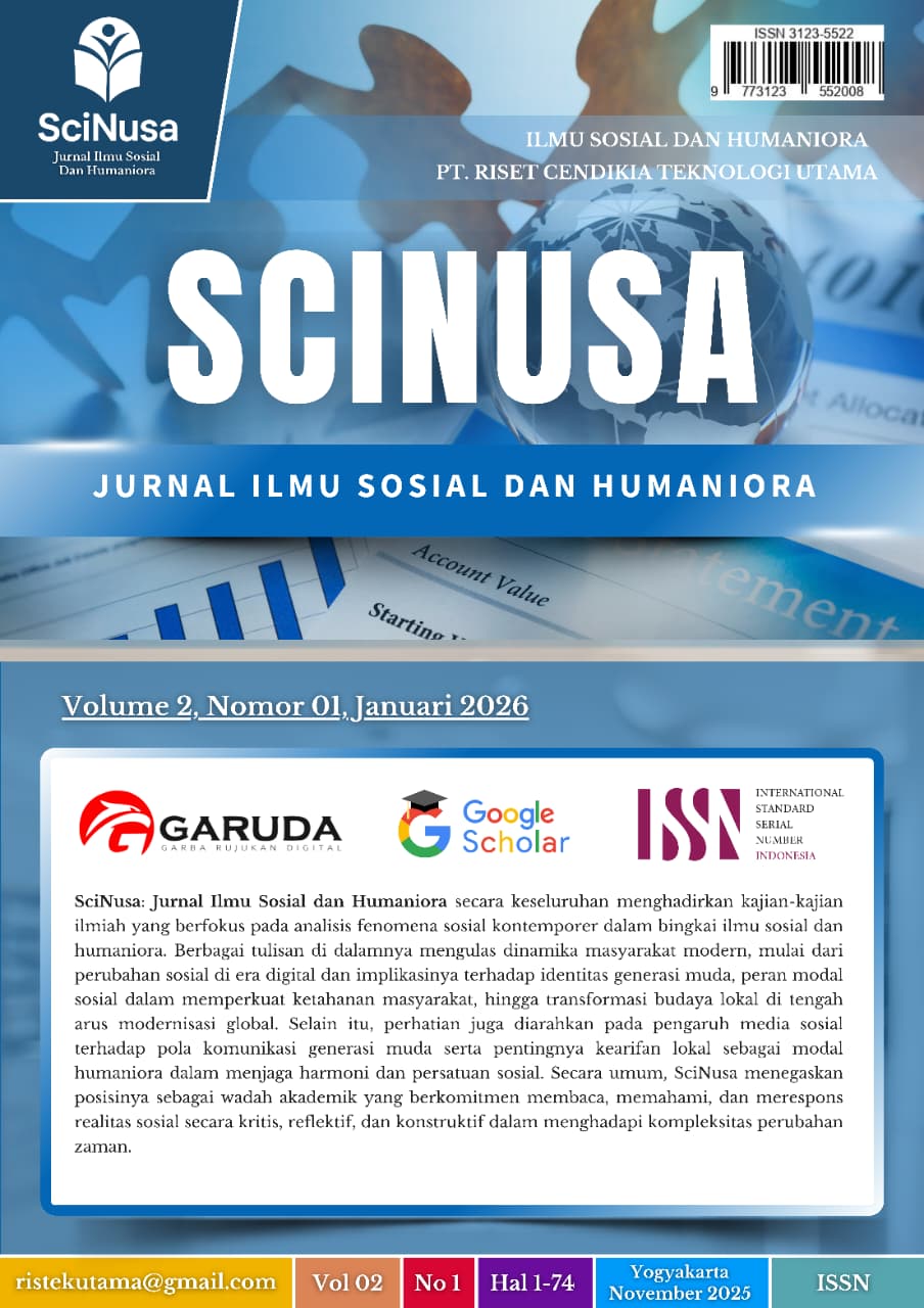 					Lihat Vol 2 No 01 (2026): SciNusa: Jurnal Ilmu Sosial dan Humaniora 
				